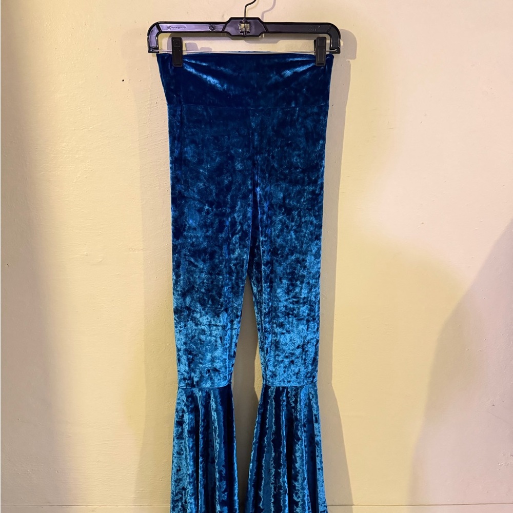 Electric Blue Velvet Flare Pants